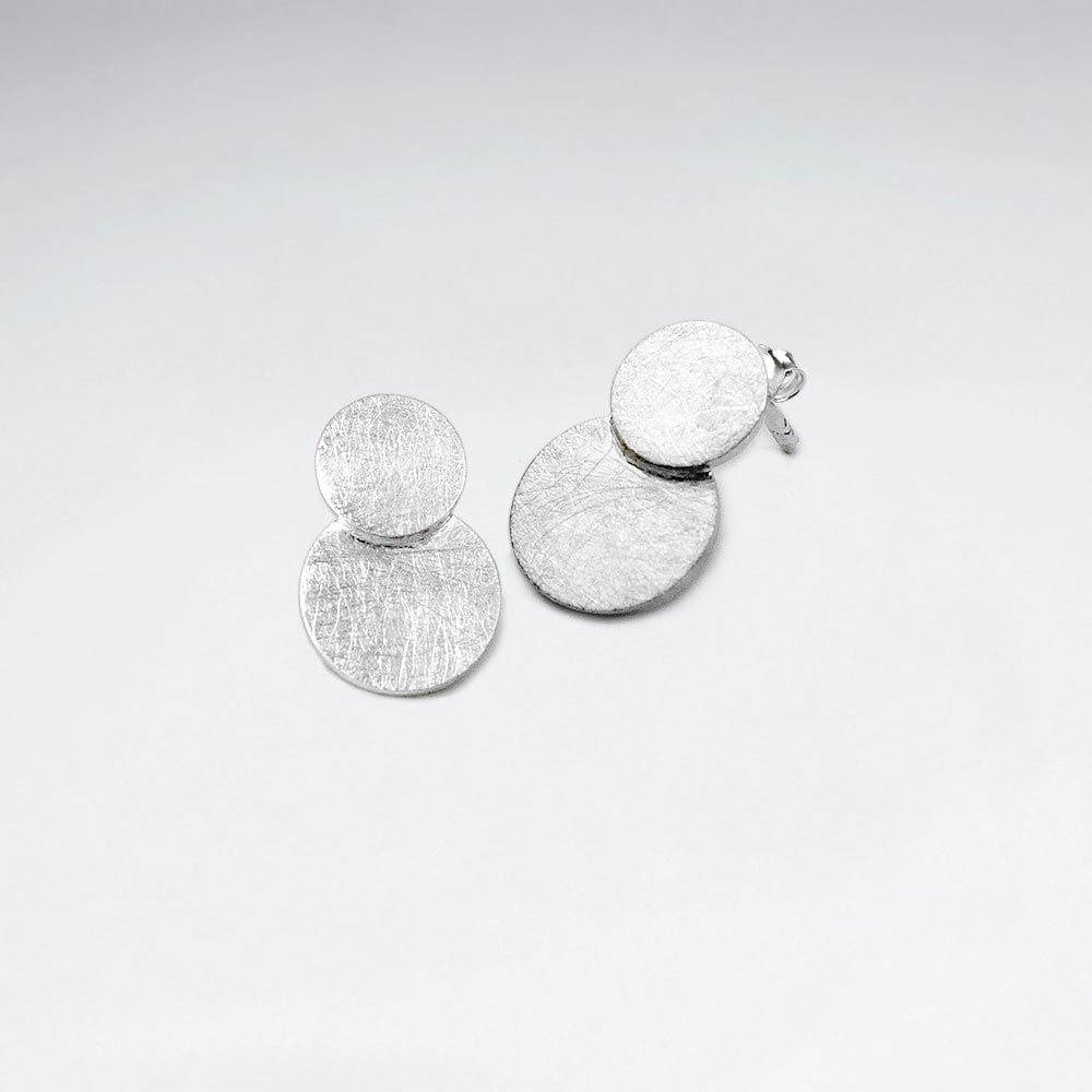Sterling Silver Double Overlapped Circle Stud Earrings