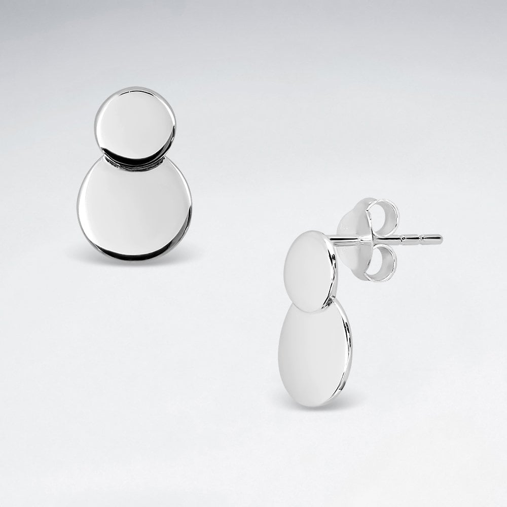 Sterling Silver Double Overlapped Circle Stud Earrings
