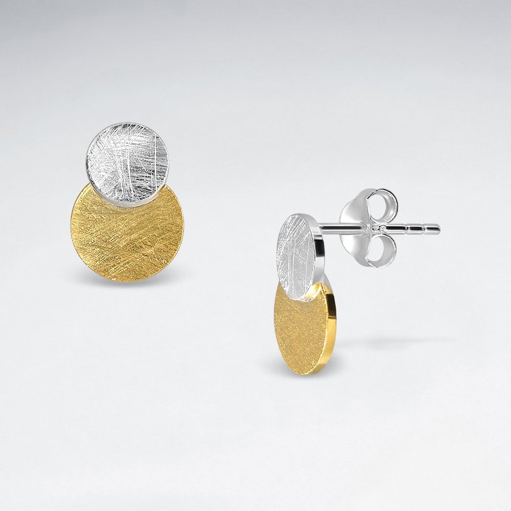 Sterling Silver Double Overlapped Circle Stud Earrings