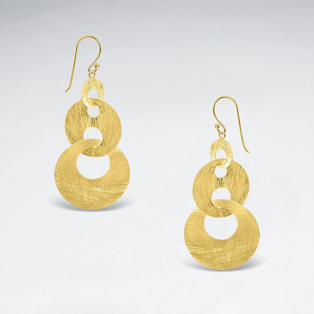 Sterling Silver Linked Triple Hoop Dangle Earrings