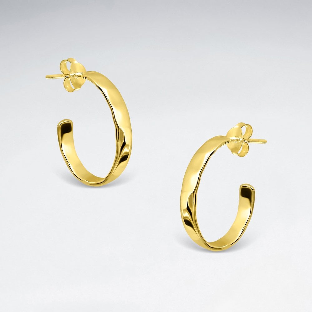 Polished Silver Half Hoop Earrings
