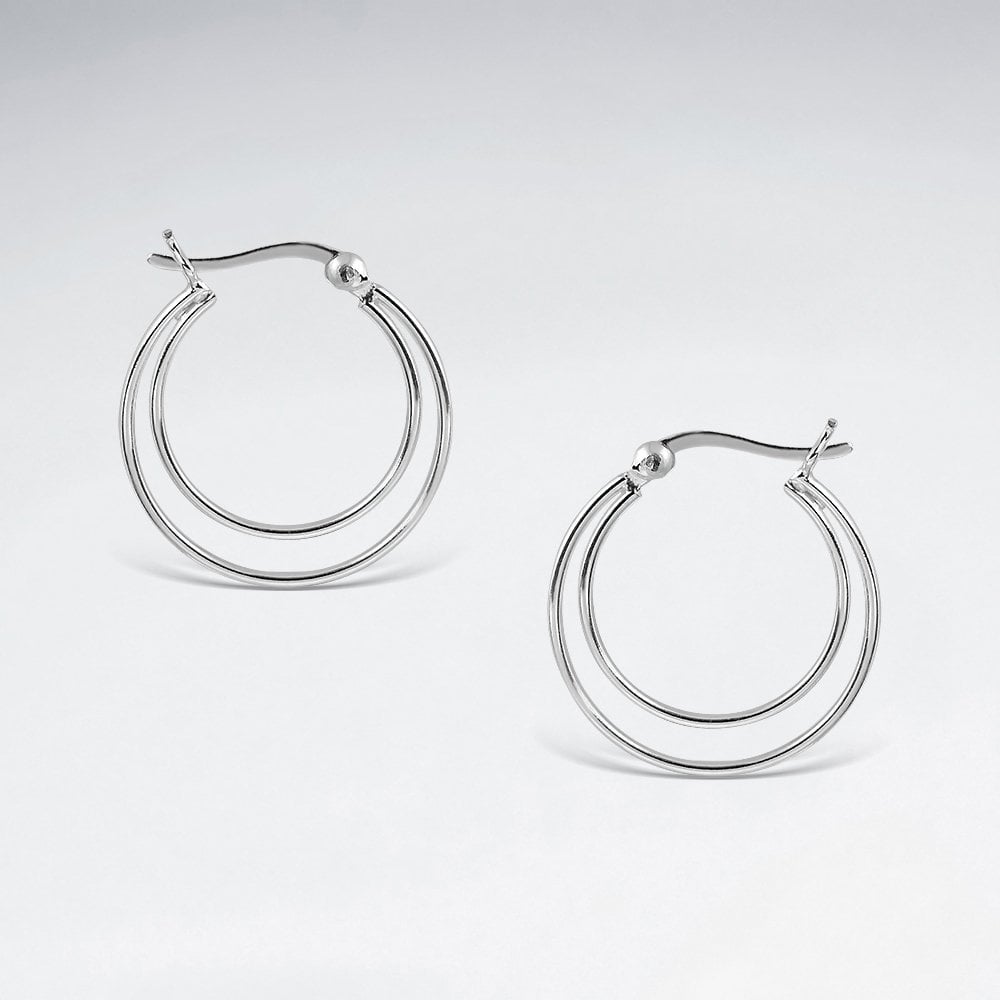 Double Hoop Sterling Silver Earrings