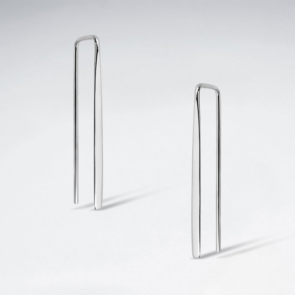 Sterling Silver Geometric Squared Threader Earring