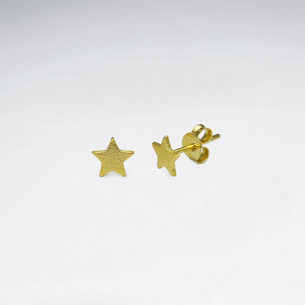 Silver Textured Star Silhouette Stud Earrings
