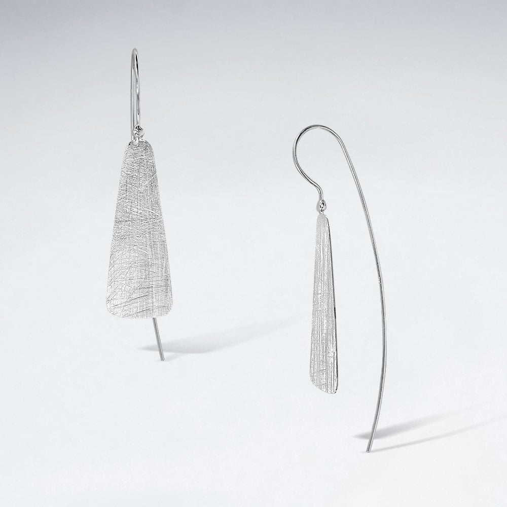 Glamorously Modern Organic Textured Brushed Dangle Hook Earrings