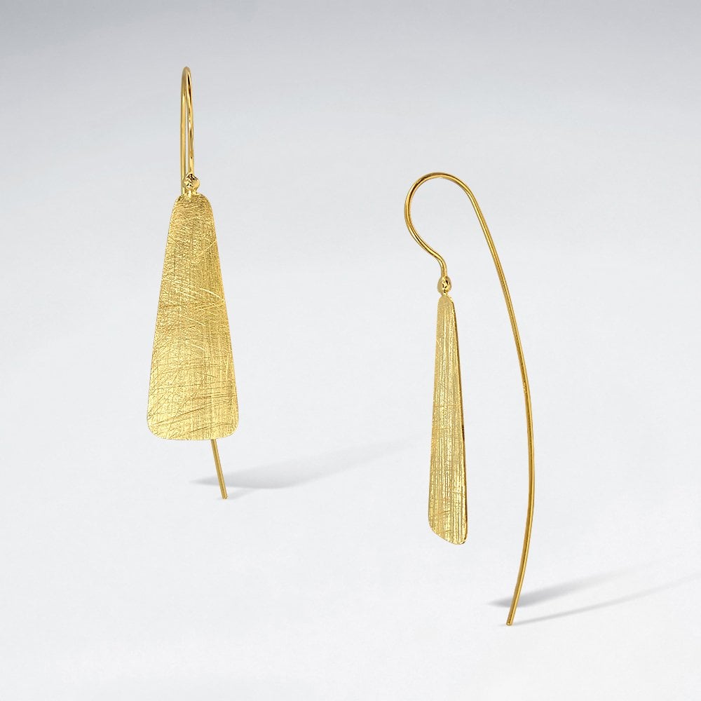 Glamorously Modern Organic Textured Brushed Dangle Hook Earrings