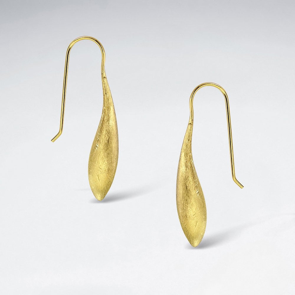Brushed Silver Long Narrow Drop Earrings