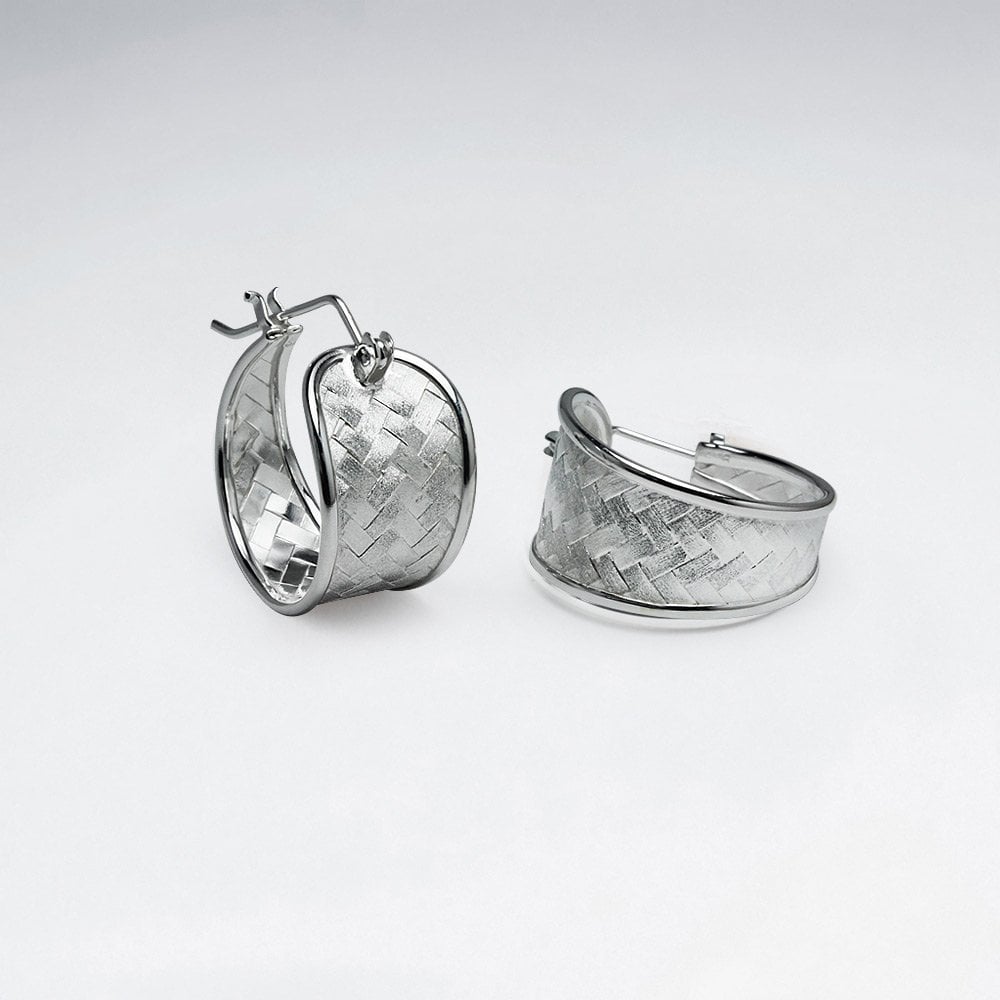 Premier Basket Weave Huggie Hoop Earrings