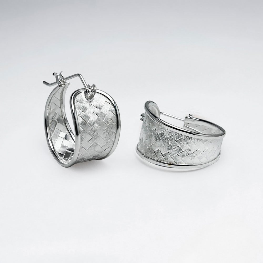 Premier Basket Weave Huggie Hoop Earrings