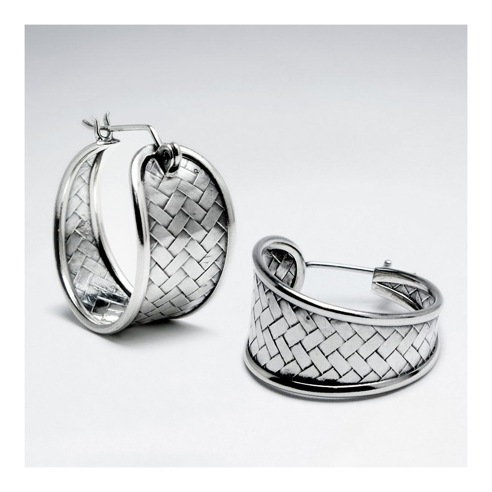 Premier Basket Weave Huggie Hoop Earrings