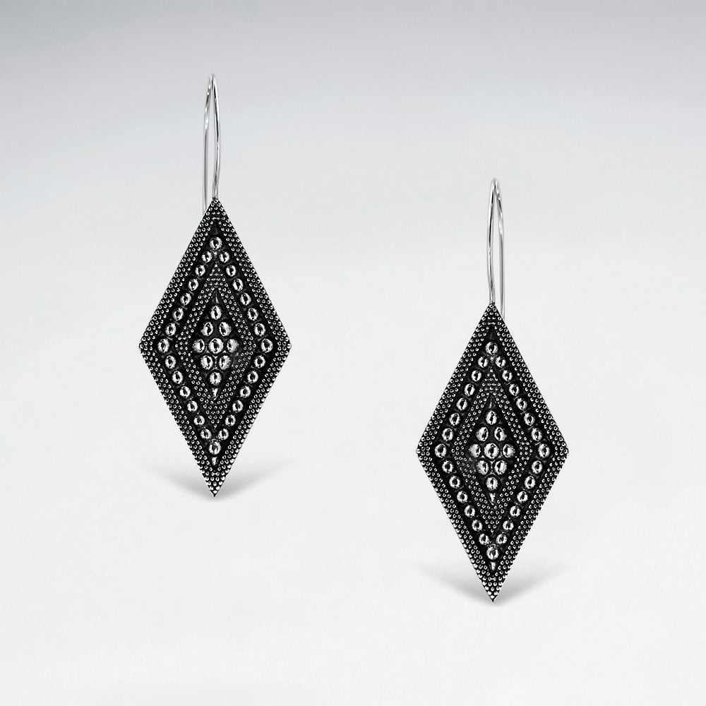 Textured Marquis Gold Tone Sterling Silver Earrings