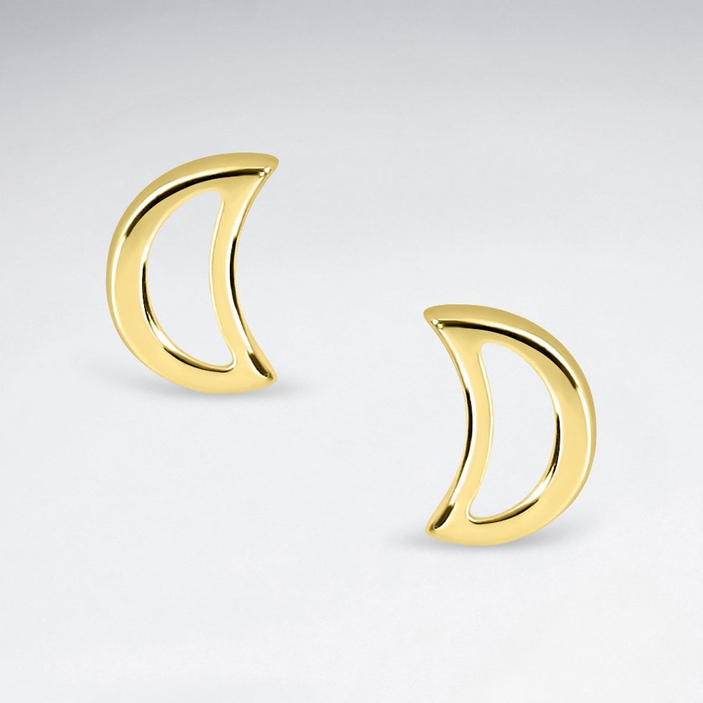Sterling Silver Openwork Half Moon Stud Earrings