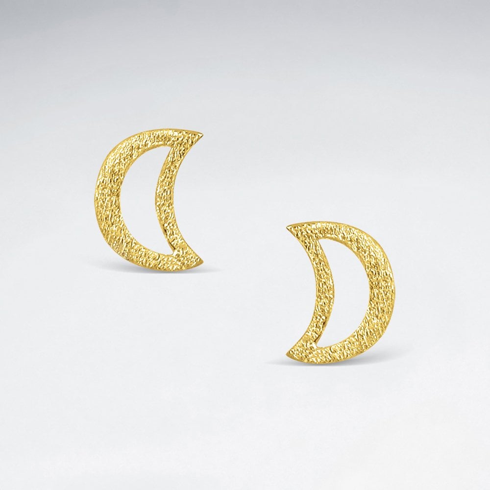 Sterling Silver Openwork Half Moon Stud Earrings