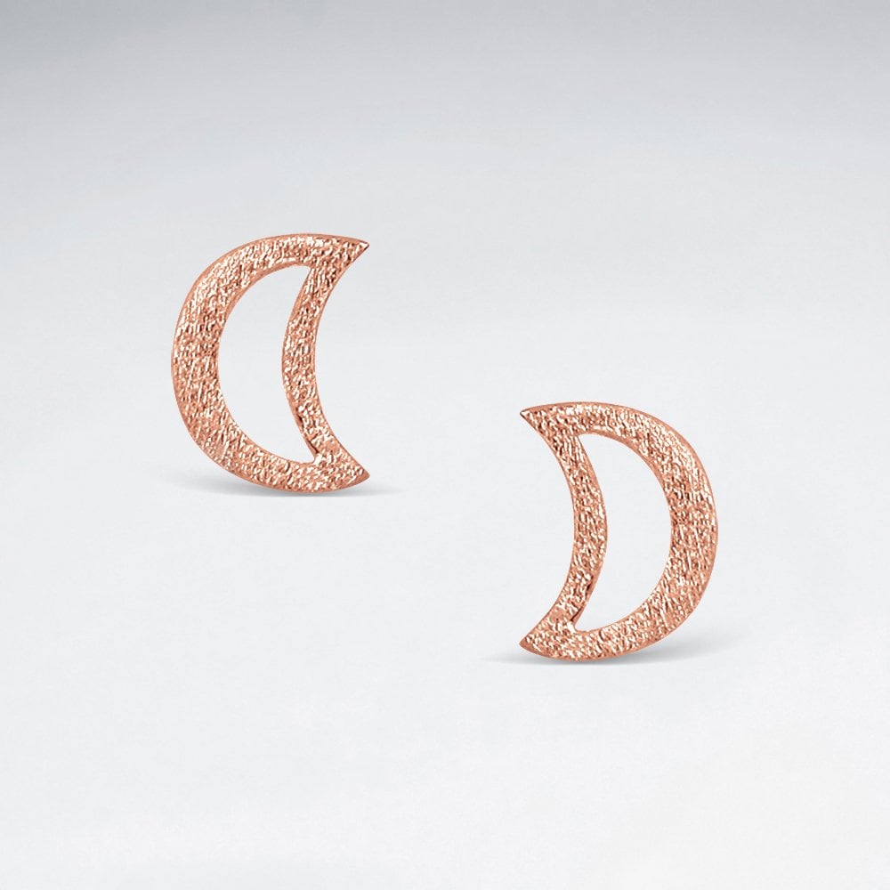 Sterling Silver Openwork Half Moon Stud Earrings
