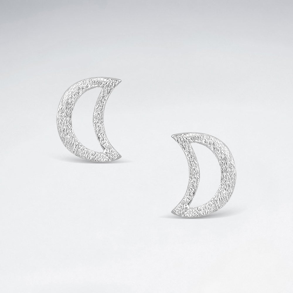 Sterling Silver Openwork Half Moon Stud Earrings