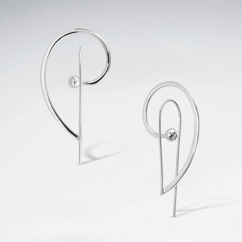 Looping Freeform Sterling Silver Hook Earrings
