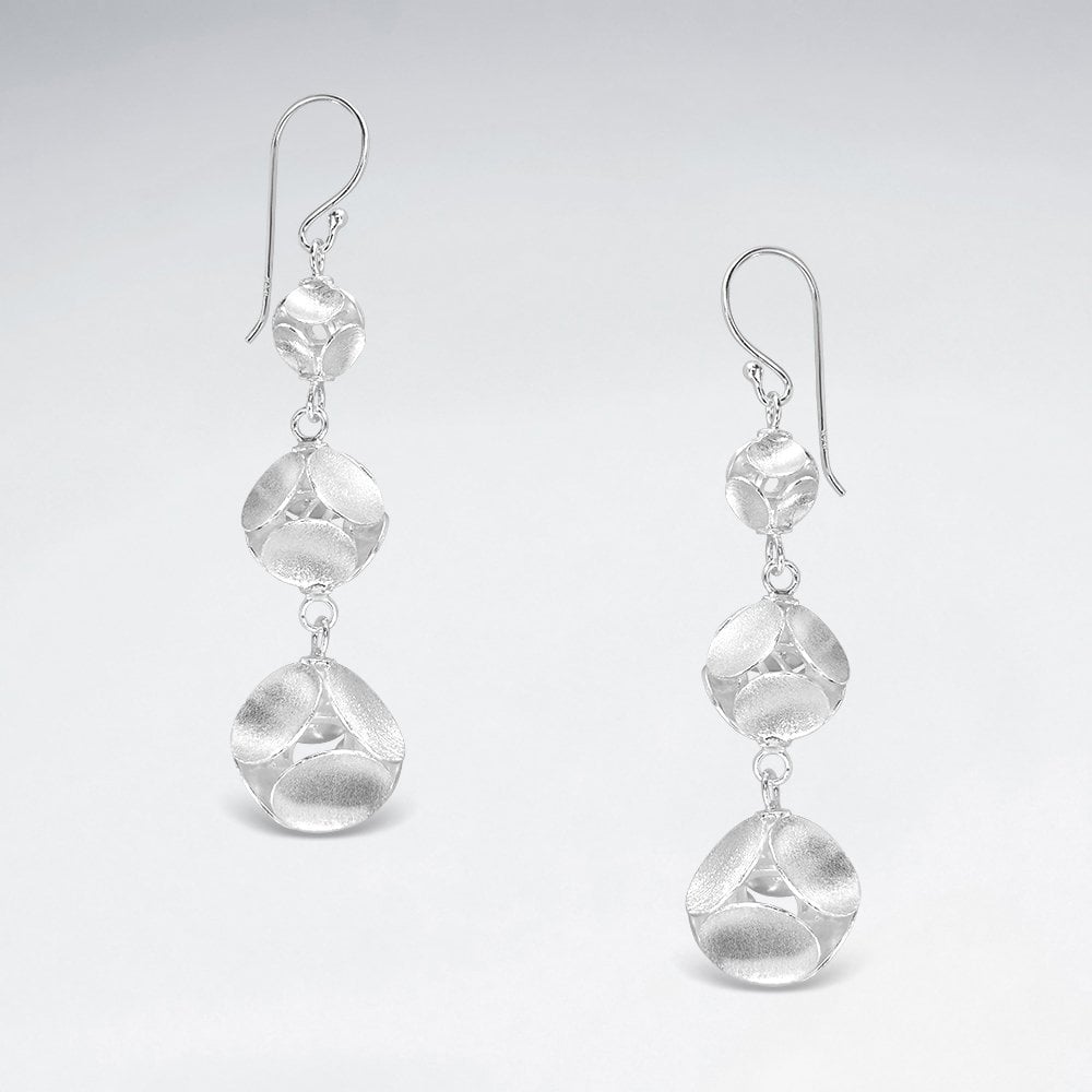 Sterling Silver Sculptural Triple Drop Dangle Earrings