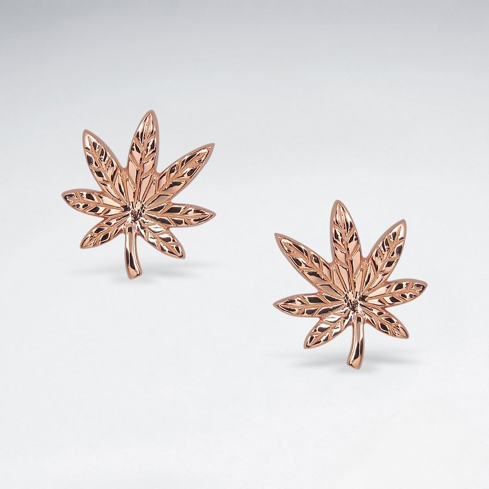 Sterling Silver Marijuana Leaf Stud Earrings