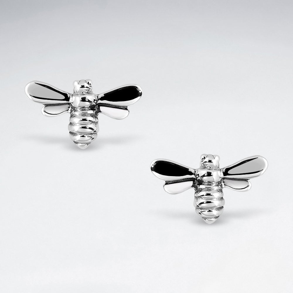 Sterling Silver Bee Stud Earrings