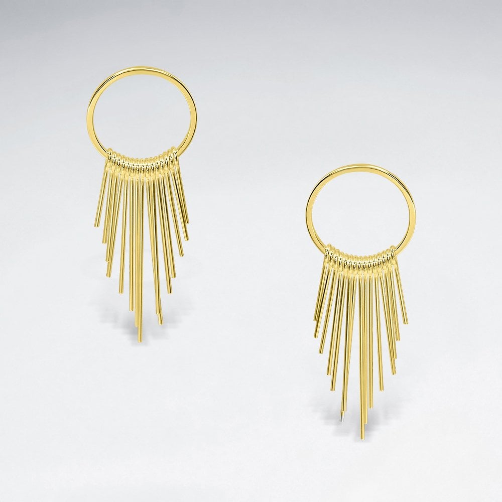 Silver Circle Chandelier Stud Earrings