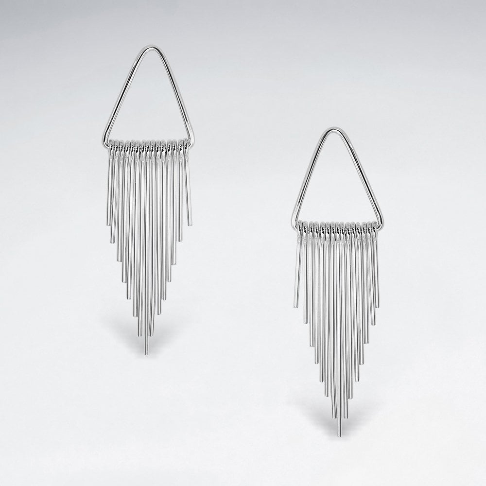 Sterling Silver Chime Chandelier Dangle Earrings