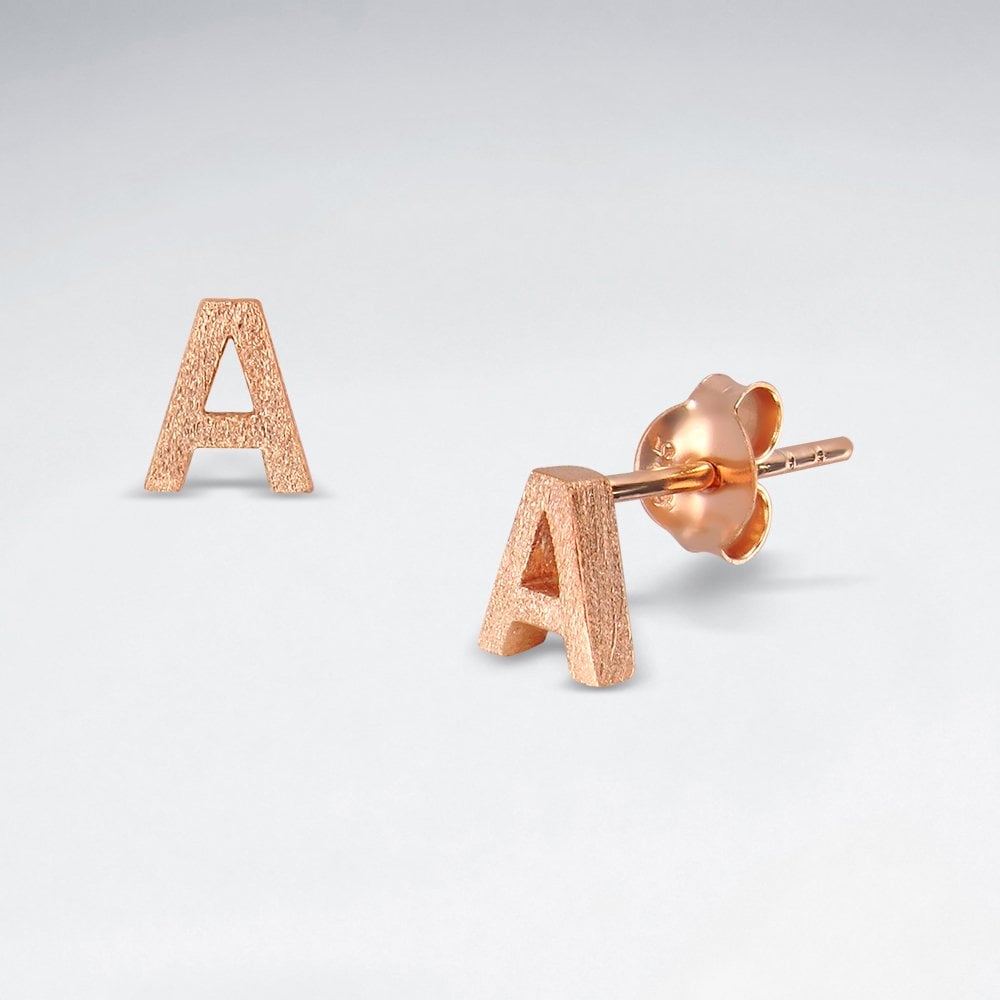 Initial Letter “A” Silver Stud Earring