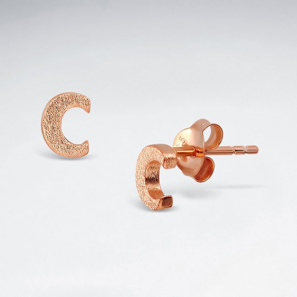 Initial Letter “C” Silver Stud Earring