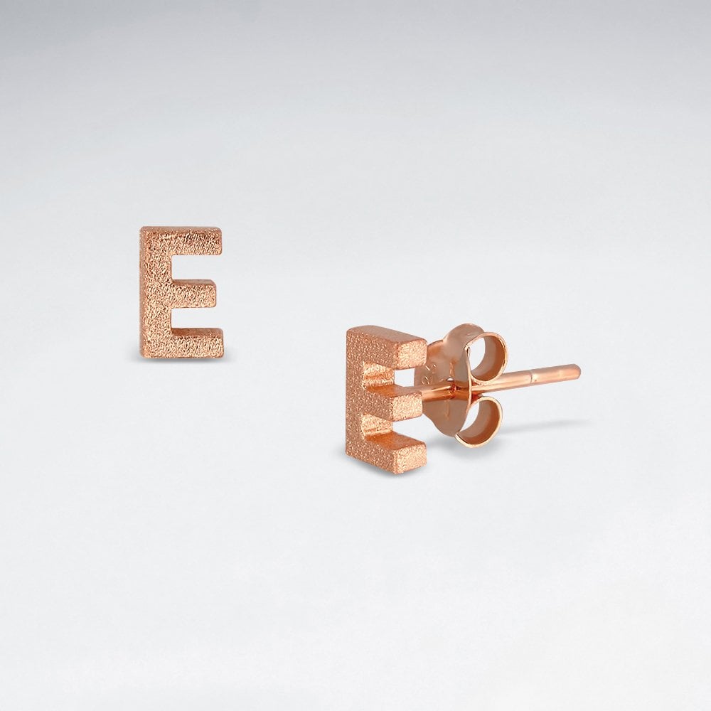 Initial Letter “E” Silver Stud Earring