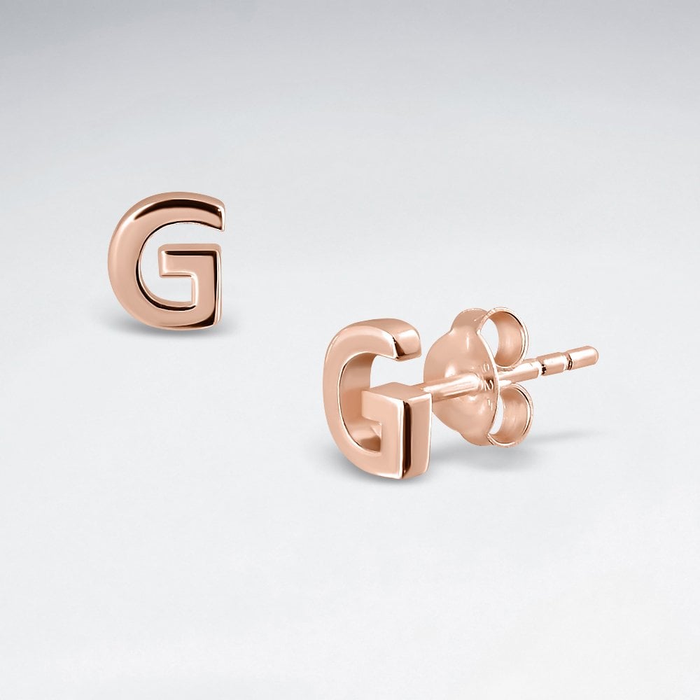 Initial Letter “G” Silver Stud Earring
