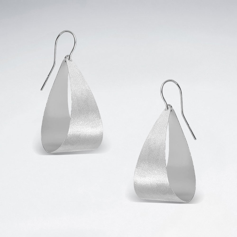 Sterling Silver Freeform U-Ribbon Hook Earrings