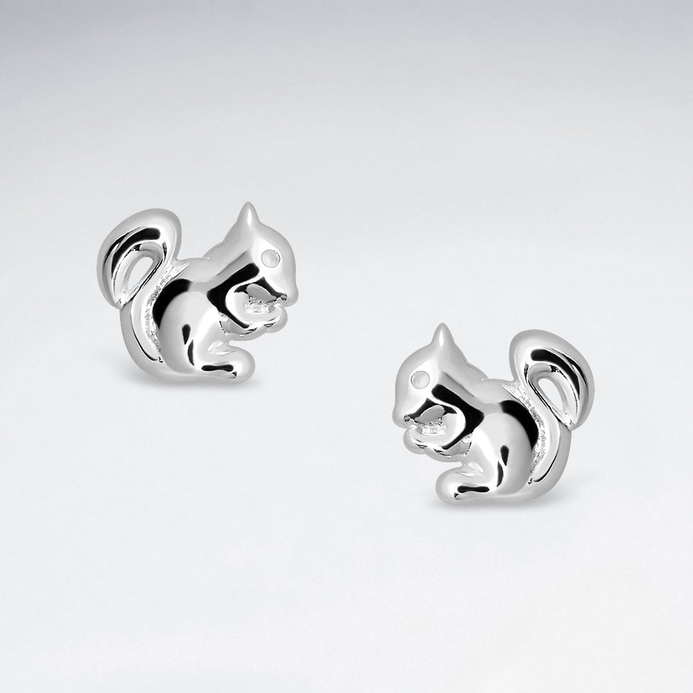 Sterling Silver Squirrel Stud Earrings