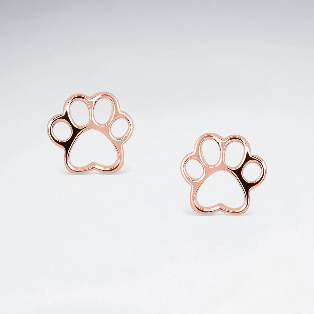 Sterling Silver Openwork Paw Print Earrings
