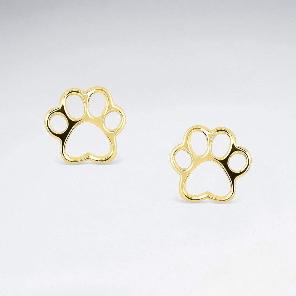 Sterling Silver Openwork Paw Print Earrings