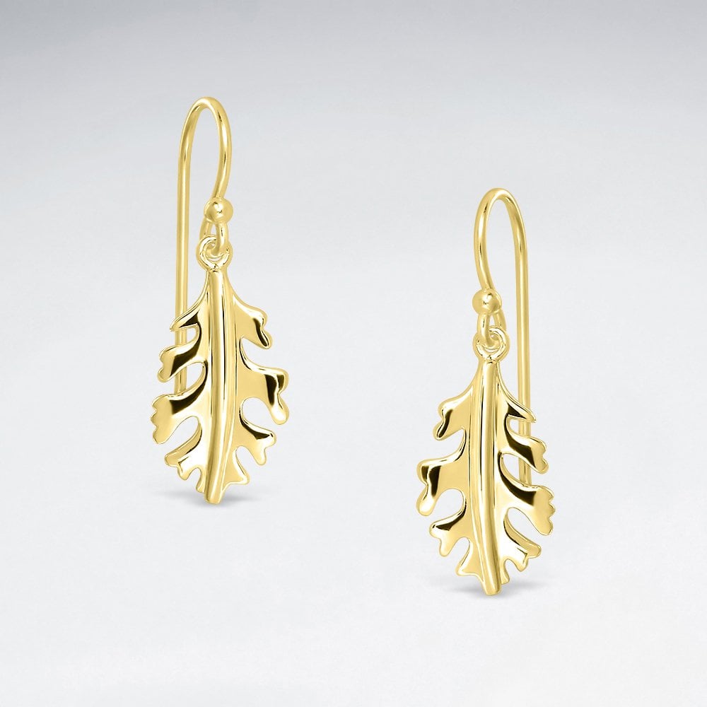 Sterling Silver Oak Leaf Hook Earrings
