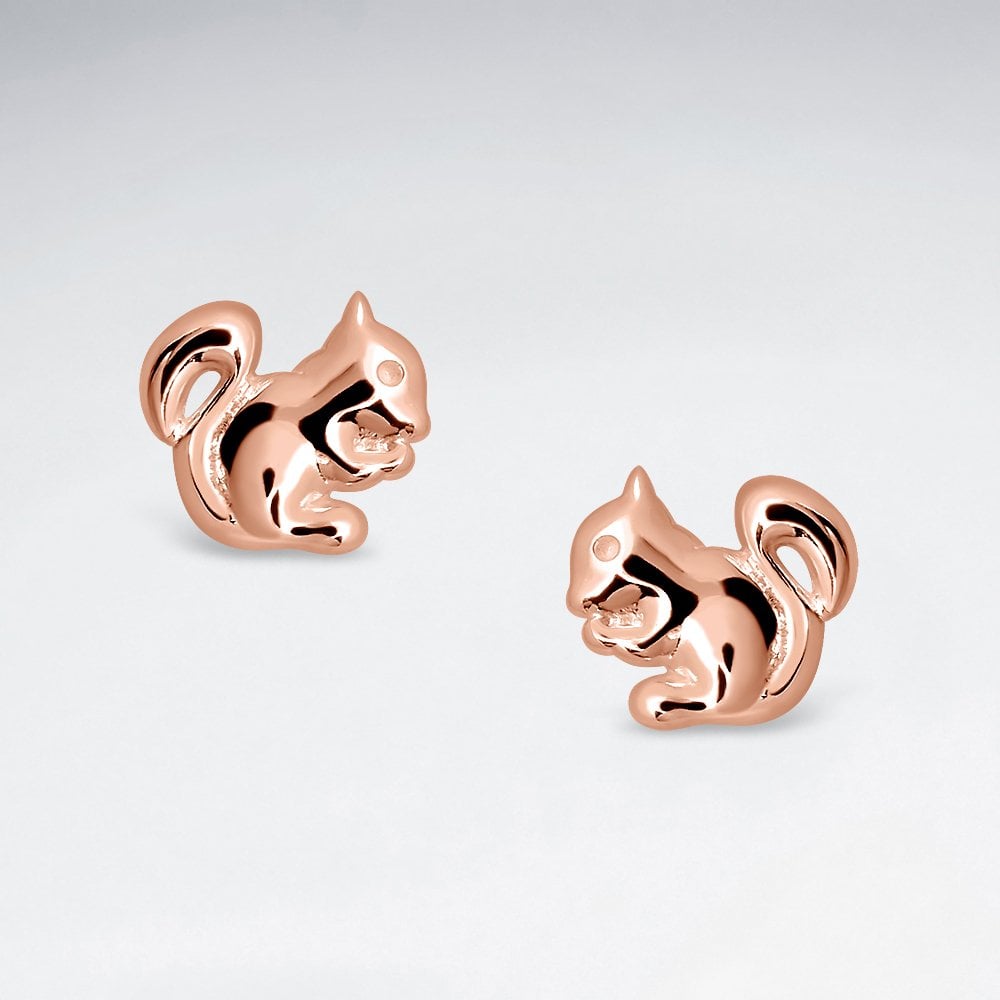 Sterling Silver Squirrel Stud Earrings