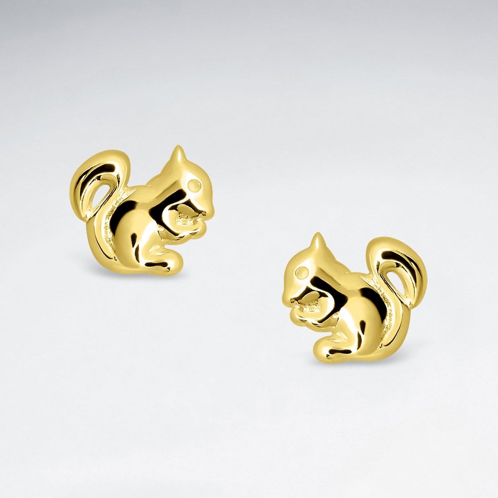 Sterling Silver Squirrel Stud Earrings
