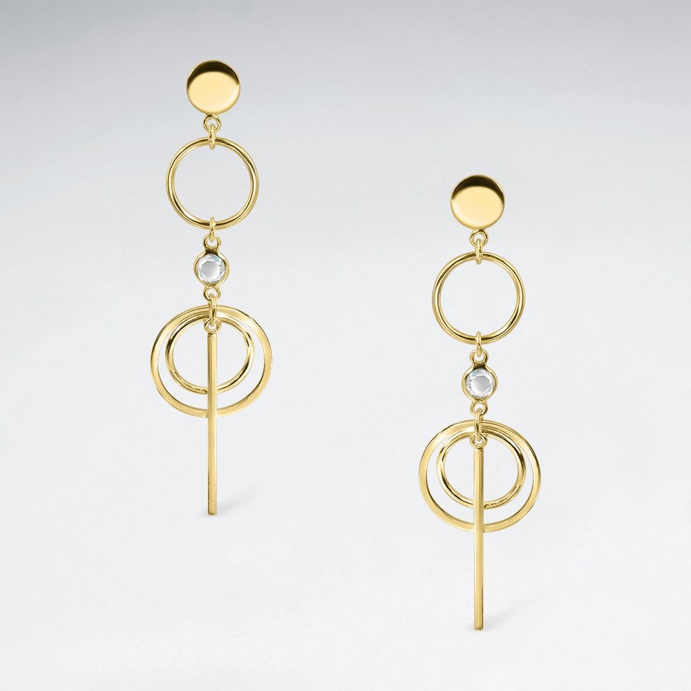 Sterling Silver Openwork Geometric Dangle Drop Earrings