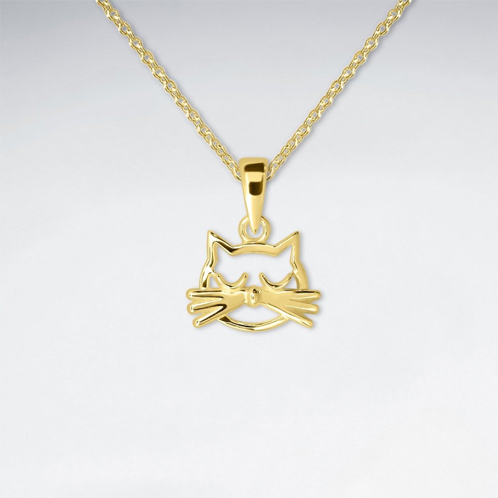 Sterling Silver Openwork Cat Face Pendant