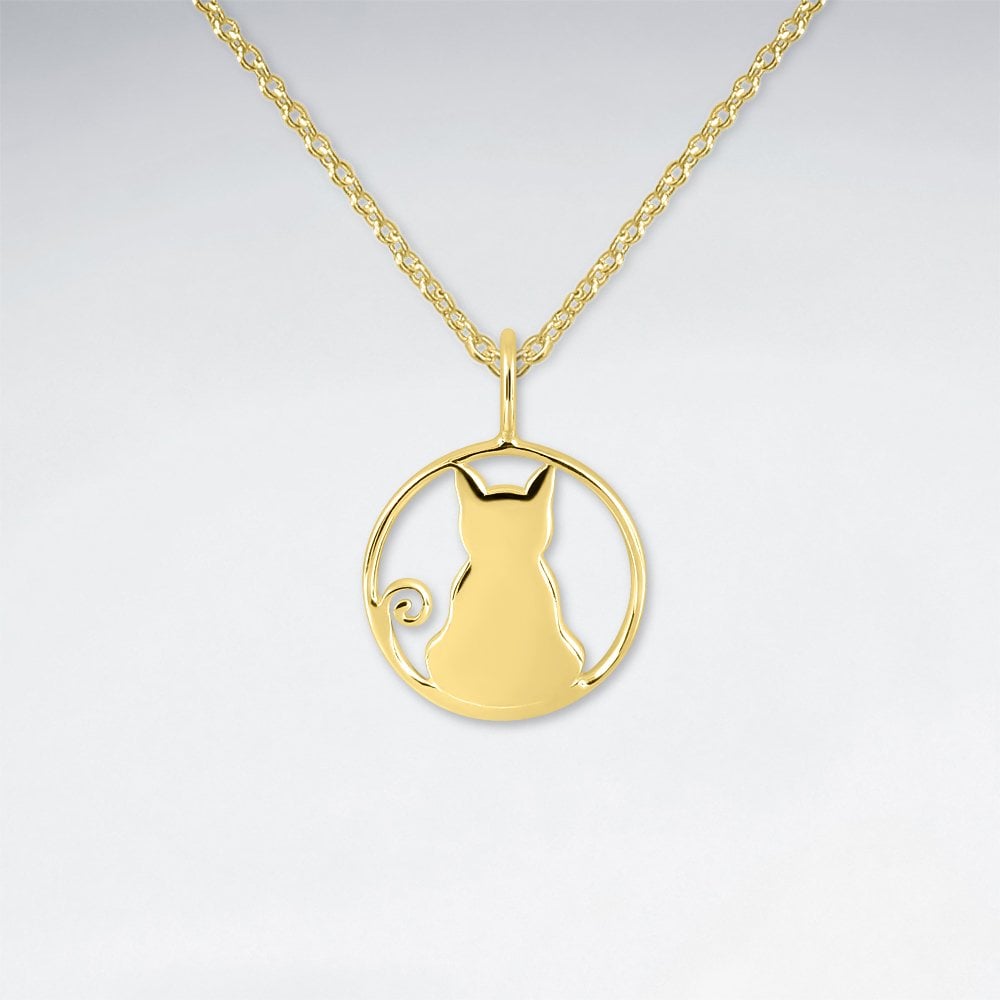 Sterling Silver Cat Silhouette Hoop Pendant