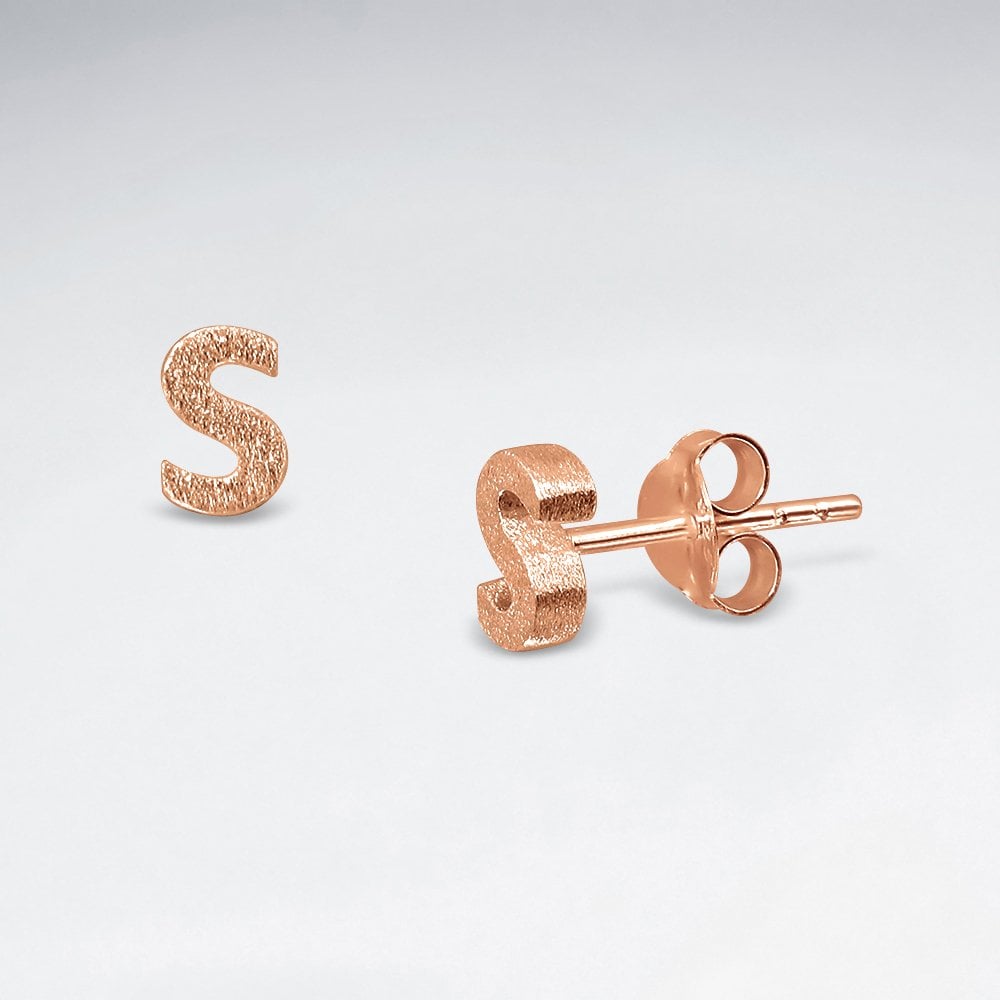 Initial Letter “S” Silver Stud Earring