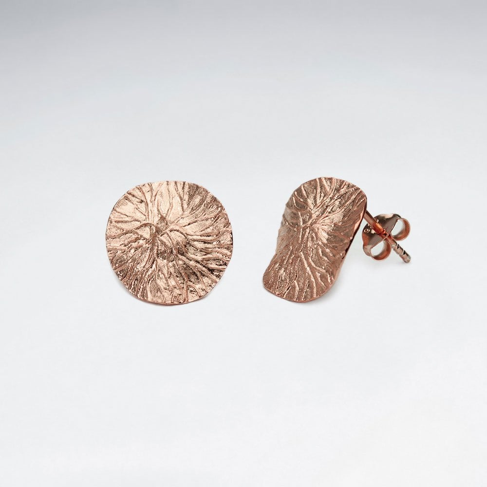 Sterling Silver Textured Round Wavy Dangle Earrings