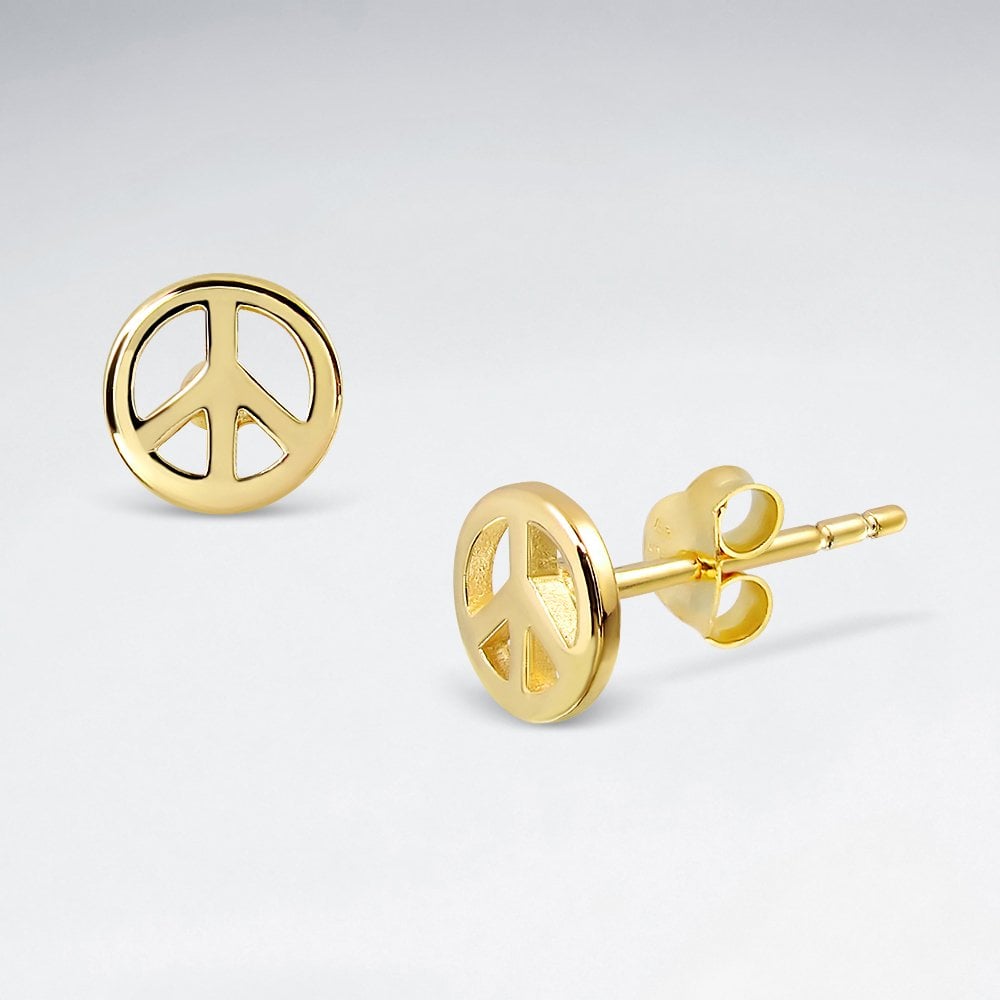 Sterling Silver Openwork Peace Sign Stud Earrings