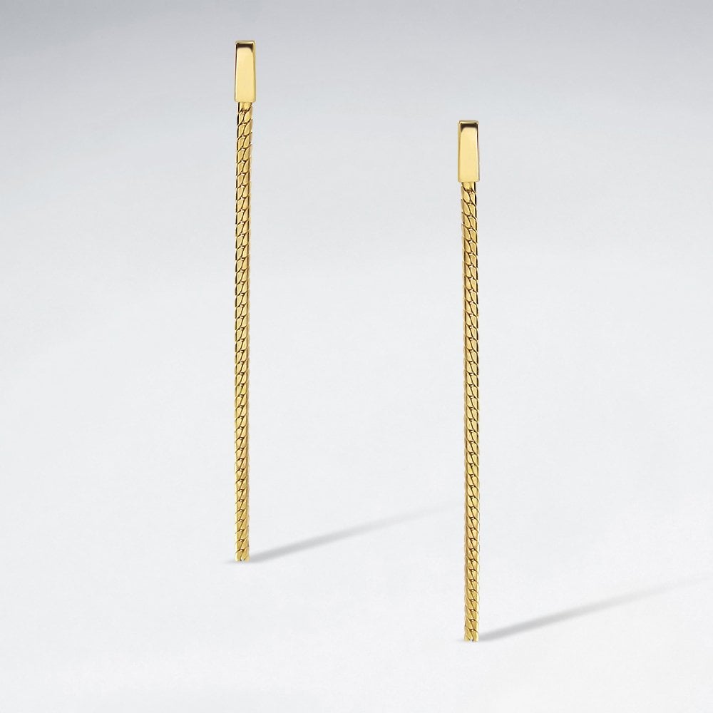 Sterling Silver Serpentine Link Dangle Stud Earrings