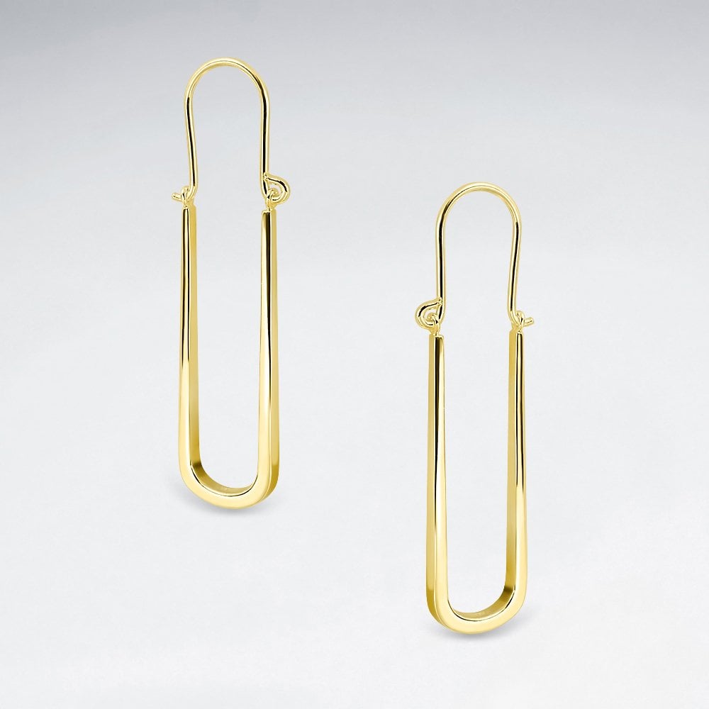 Sterling Silver Elongated U-Shaped Hoop Earrings