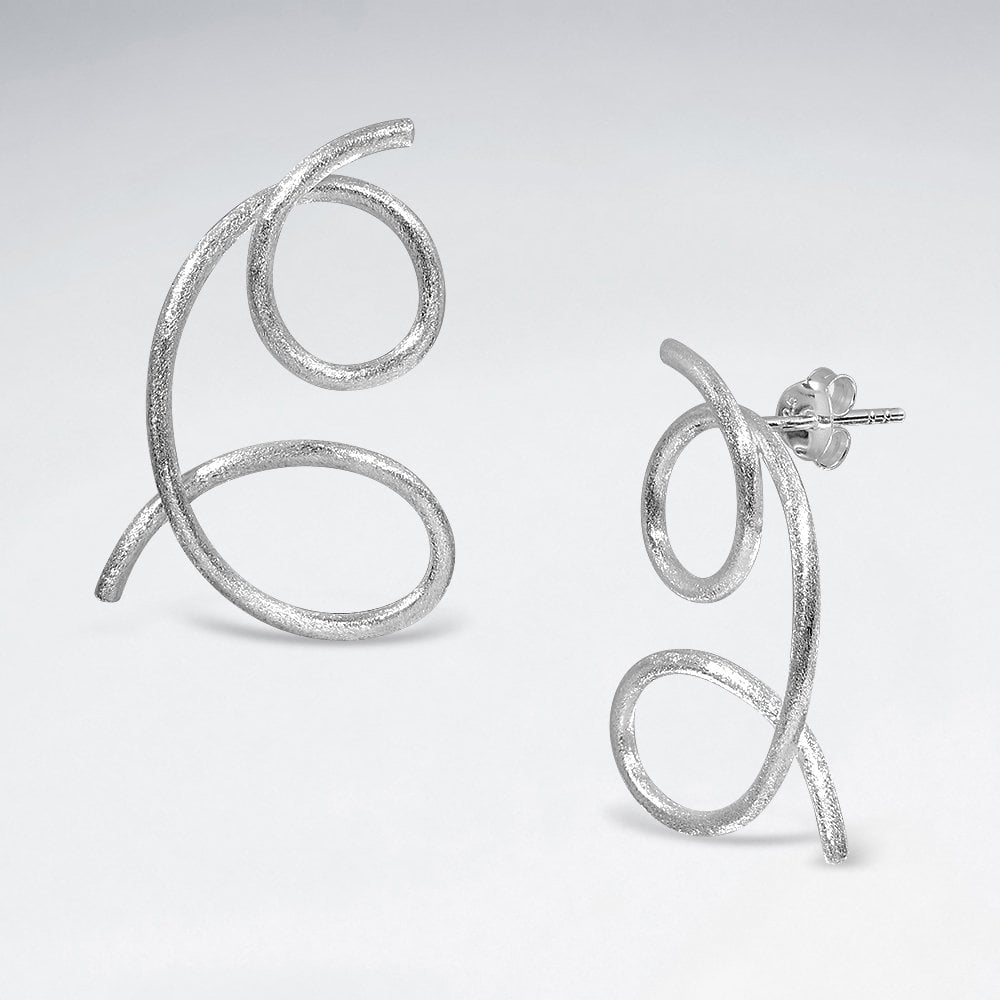 Sterling Silver Curled Lines Stud Earrings