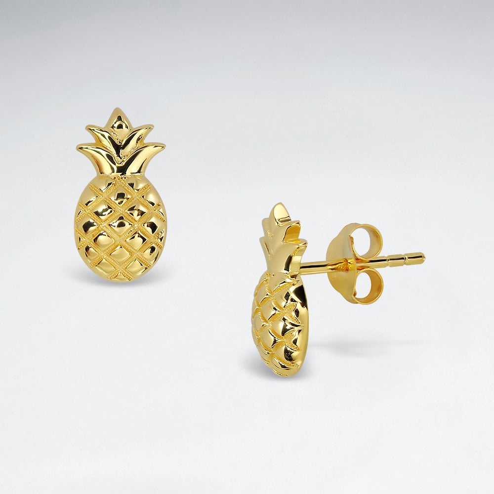 Sterling Silver Pineapple Stud Earrings