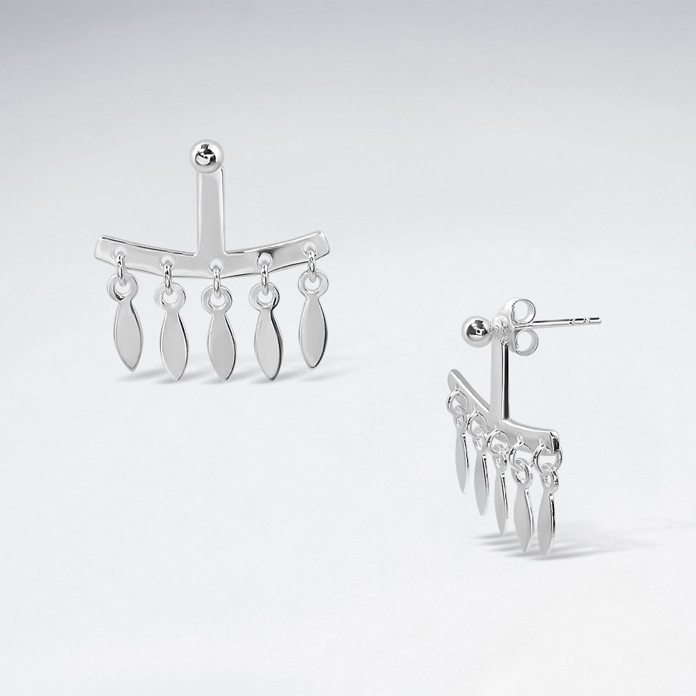 Sterling Silver Bar Chandelier Ear Jacket
