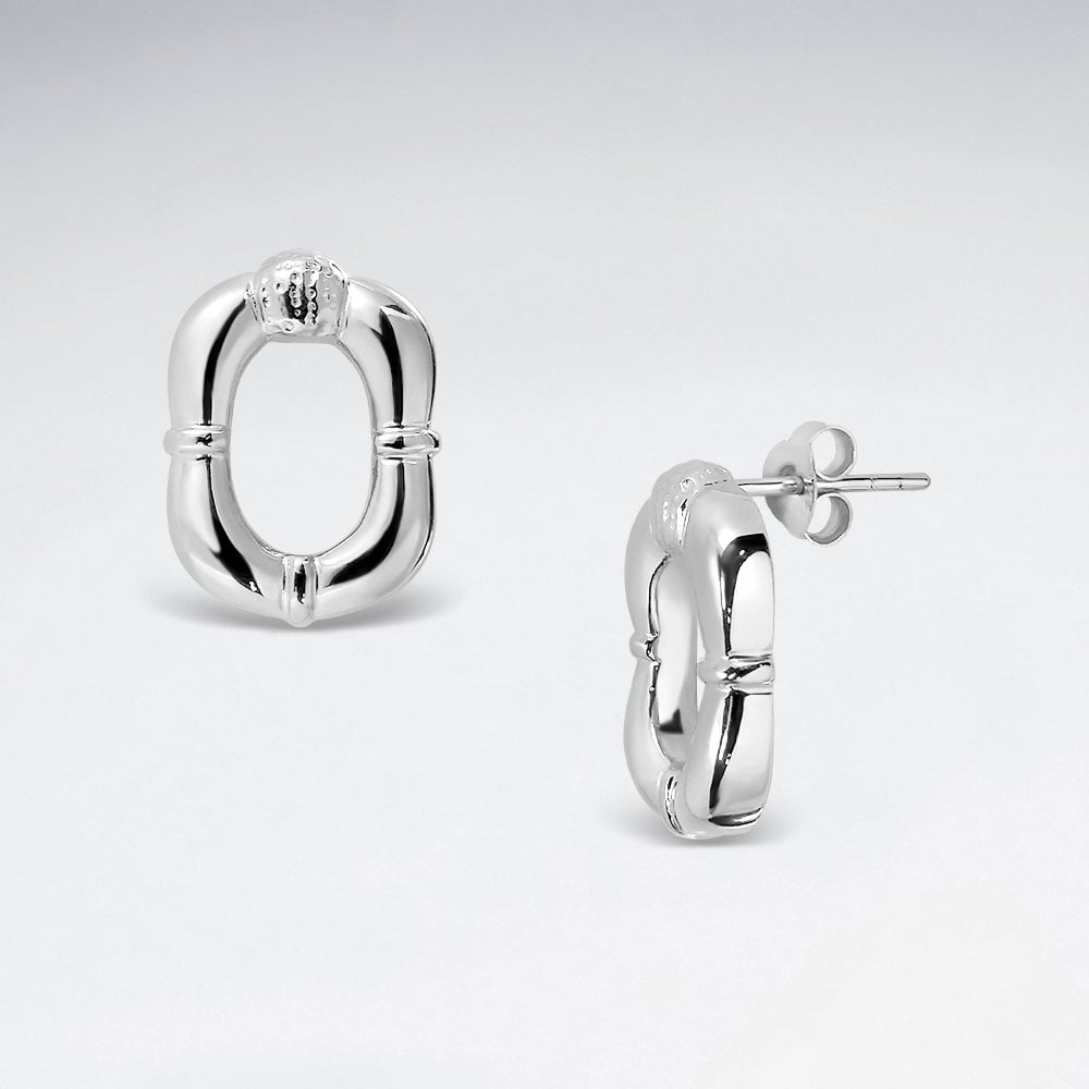 Open Pinched Frame Square Stud Earrings