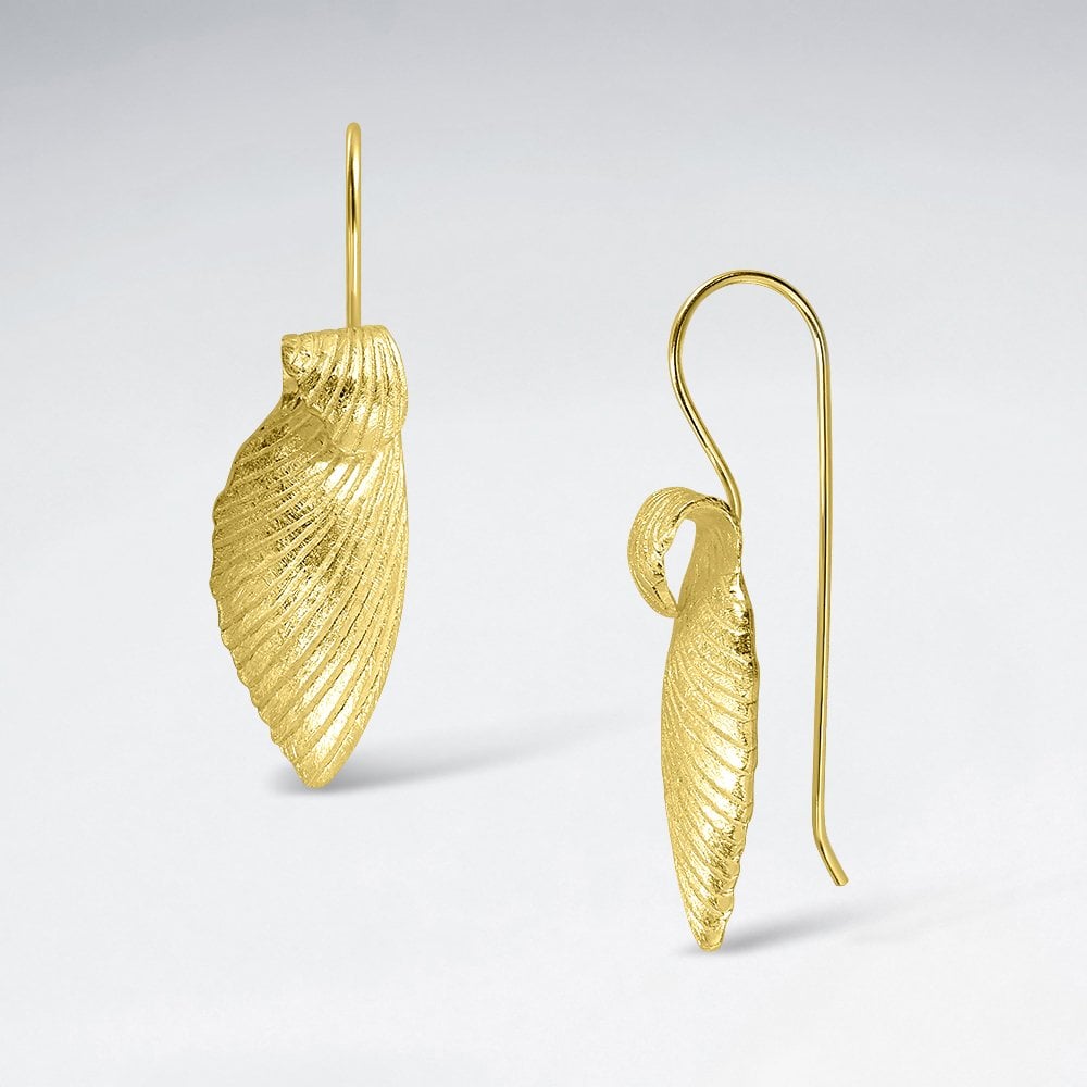 Brushed Silver Wing Drop Hook Earrings