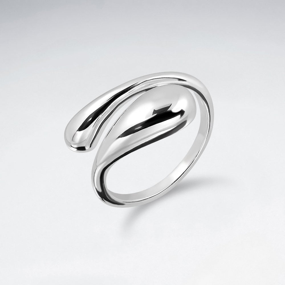 Sterling Silver Double Teardrop Wrap Ring
